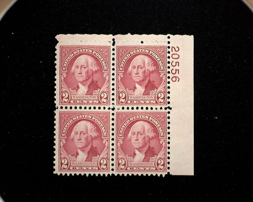 #707 Mint 2 cent Washington Bicentennial plate block of four PL#20556 F/VF NH US Stamp