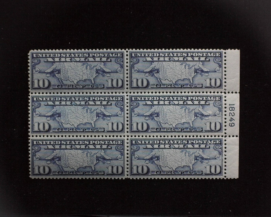 #C7 MLH 10 cent Maps Airmail plate block Vf/Xf US Stamp