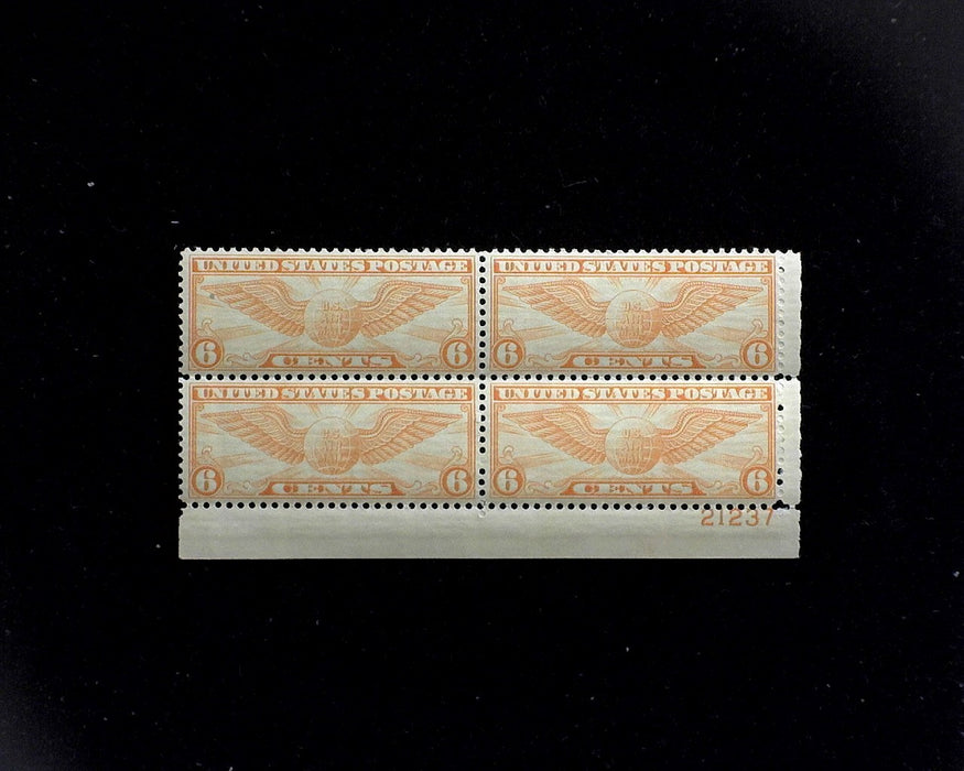 #C19 MNH 6 cent Winged Globe Airmail plate block F/VF US Stamp