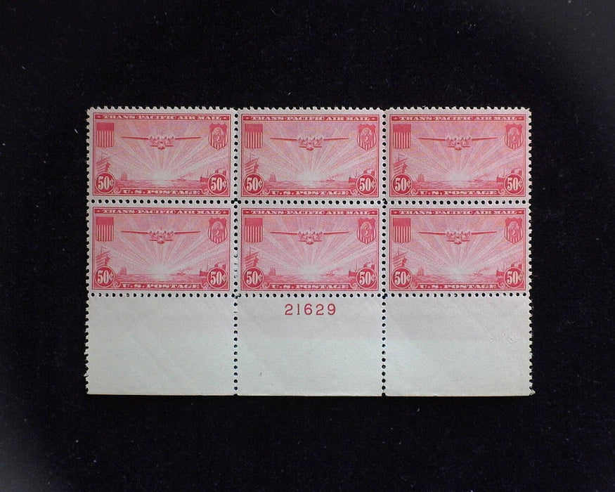 #C22 MNH 50 cent Clipper Airmail plate block XF US Stamp