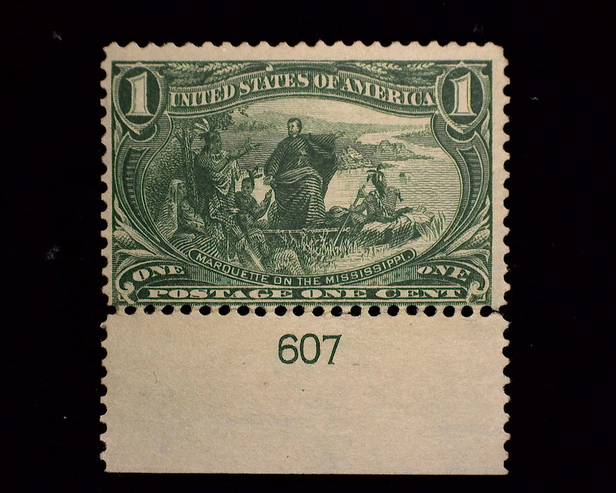 #285 MNH 1 cent Trans Mississippi Fresh PL# single F US Stamp