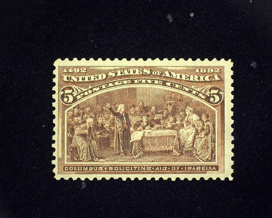 #234 5 Cent Columbian. Mint Vf/Xf LH US Stamp