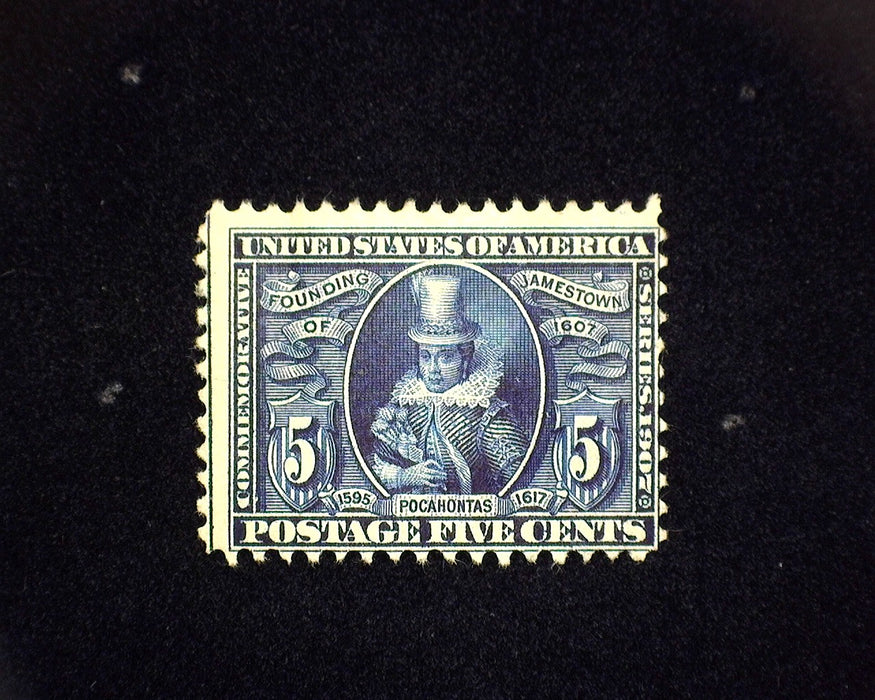 #330 MH 5 cent Jamestown. Filler. AVG US Stamp