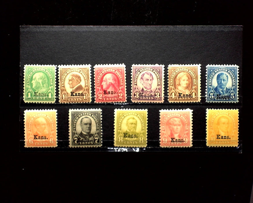 #658 - 668 1929 Kansas Overprints Mint F H US Stamp