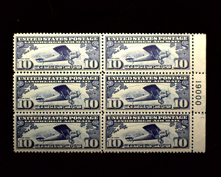 #C10 10 Cent Lindberg Plate Block Mint Vf/Xf NH US Stamp