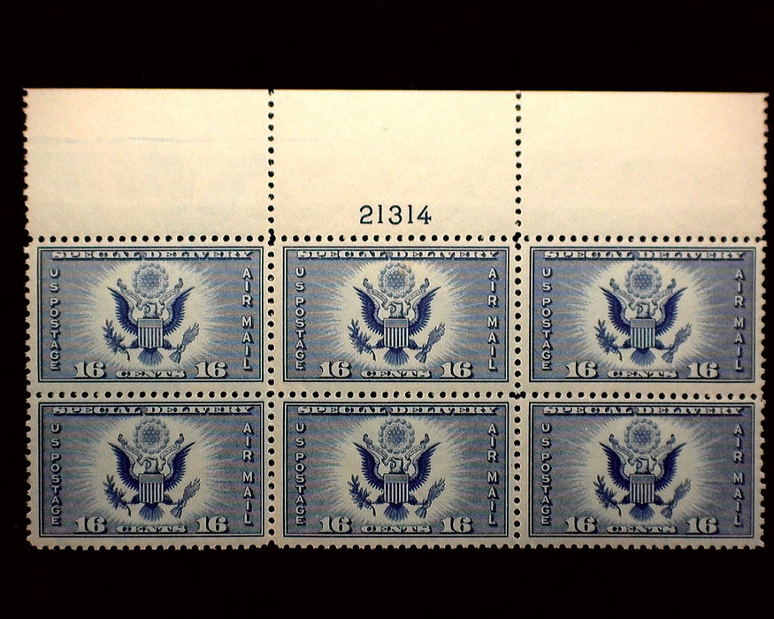 #CE1 16 Cent Air Mail Special Delivery Plate Block Full Top Mint Vf/Xf NH US Stamp