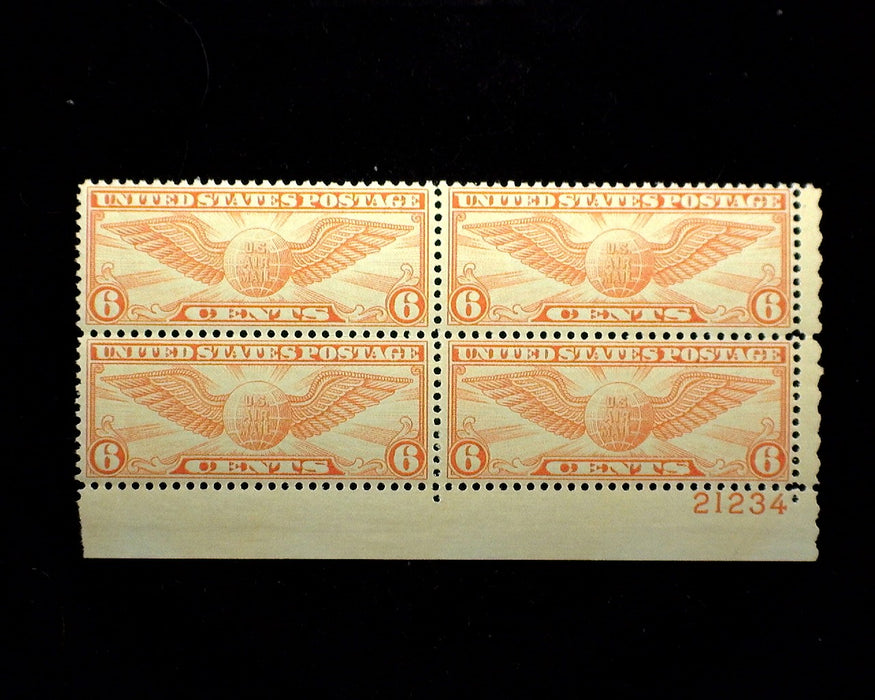 #C19 6 Cent Winged Globe Plate Block Mint F/VF NH US Stamp