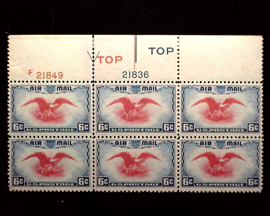 #C23 6 Cent Eagle Plate Block Mint XF NH US Stamp