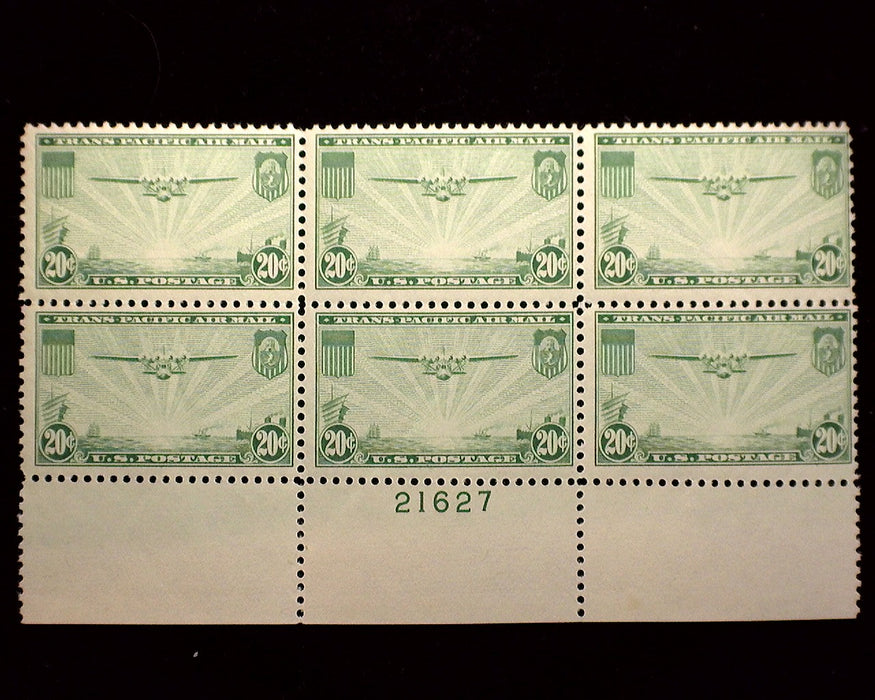 #C21 20 Cent Clipper Air Mail Plate Block Mint F/VF NH US Stamp