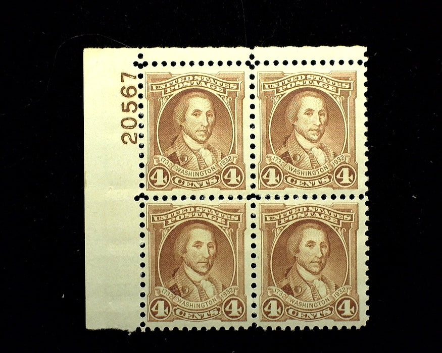 #709 4 Cent Washington Bicentennial Plate Block Mint XF NH US Stamp