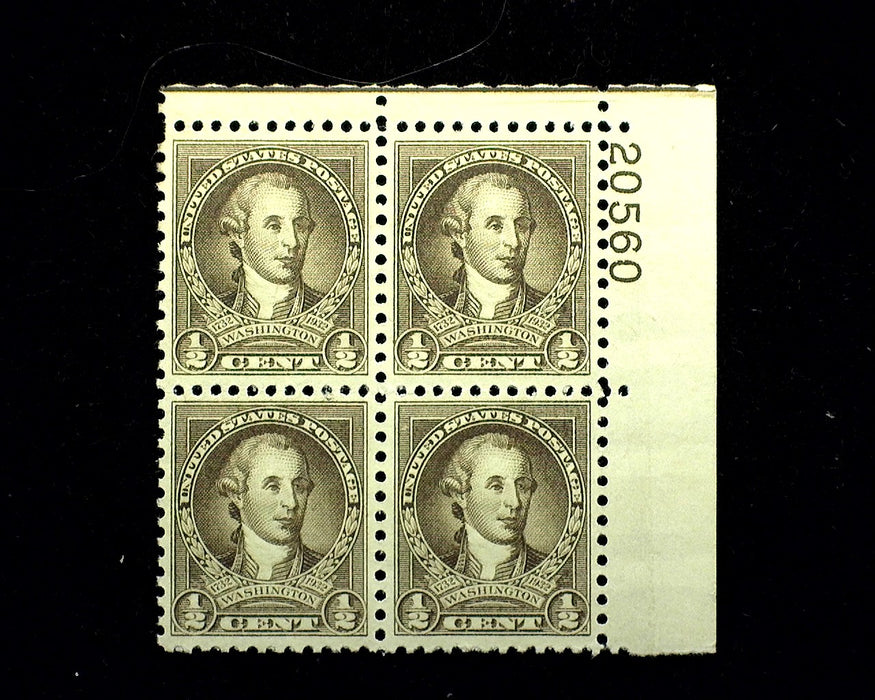 #704 ½ Cent Washington Bicentennial Plate Block Mint XF NH US Stamp