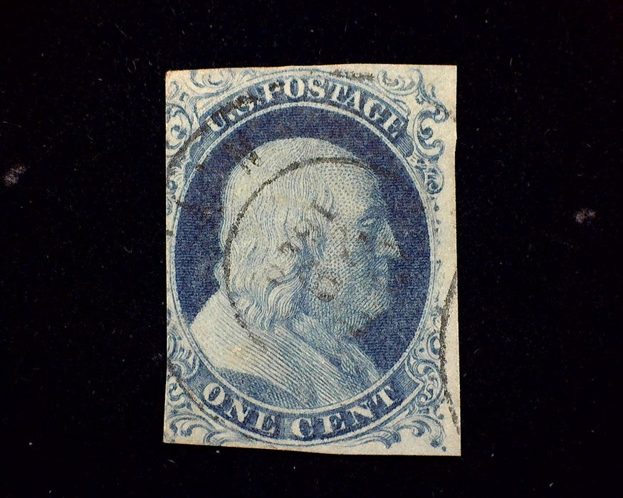 #9 Just 4 margin stamp with faint Black Town cancel. VF Used US Stamp