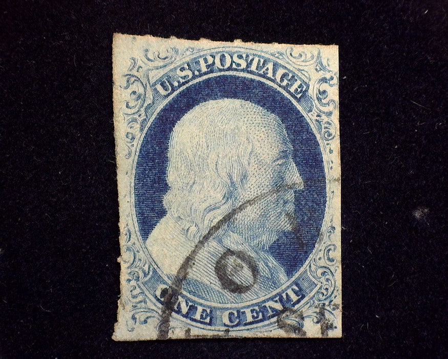 #7 Fresh faint cancel. Tiny corner crease. Full 4 margins. VF Used US Stamp