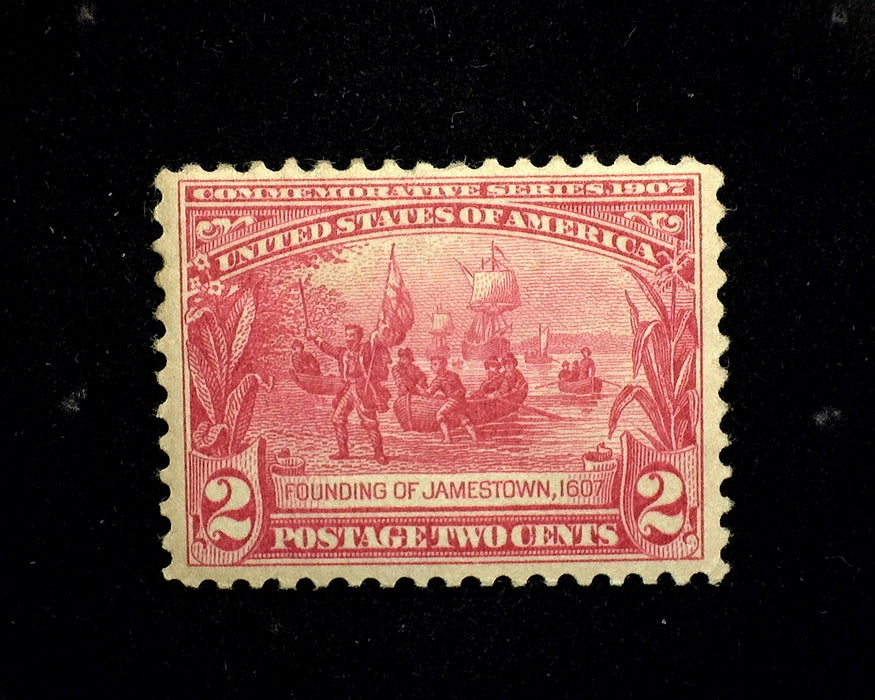 #329 2 cent Jamestown VF LH Mint Faint wrinkling US Stamp