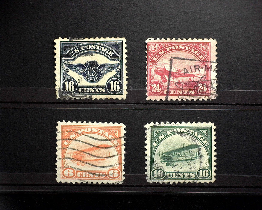 #C1, C2, C5, C6 1918- 1923 Airmail issue F/VF Used Faults US Stamp