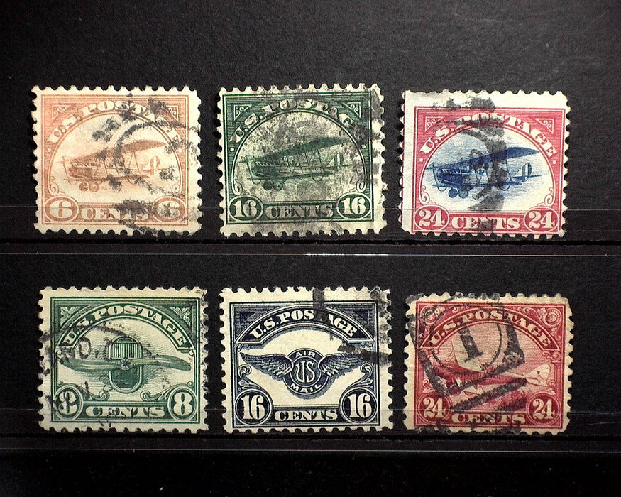 #C1 - C6 1918 - 1923 Airmail Issue F Used Fresh set US Stamp