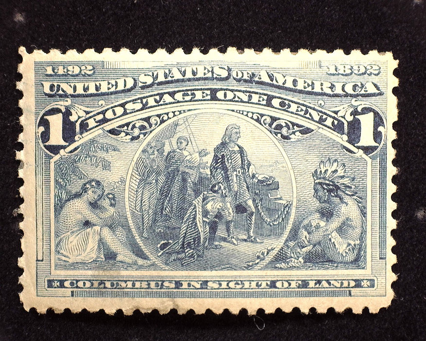 #230 1 Cent Columbian Mint F/VF H US Stamp