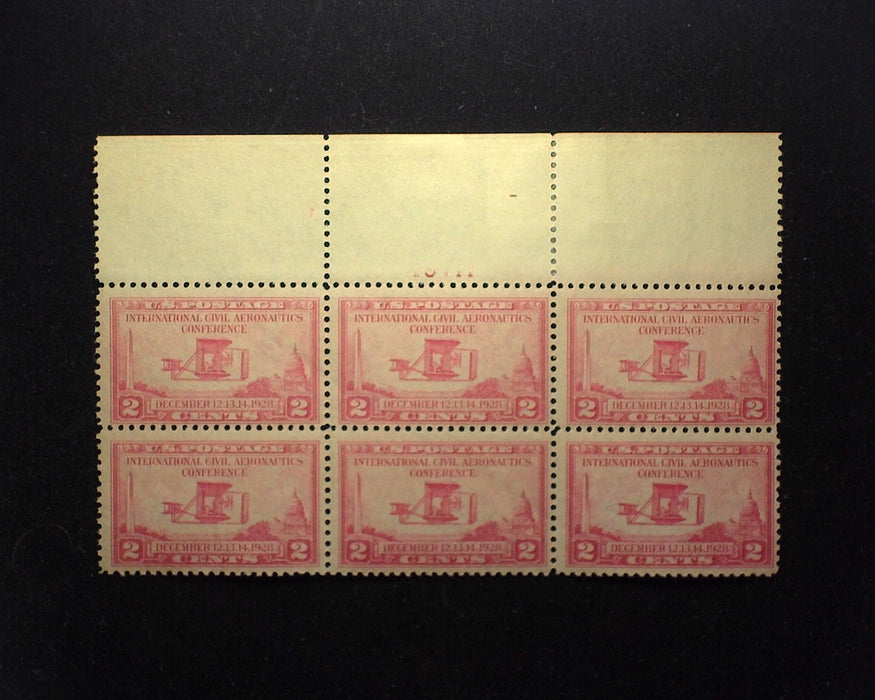 #649 2 cent Aeronautics. Plate Block. Faint plate #. Mint F/VF LH in selvedge. US Stamp