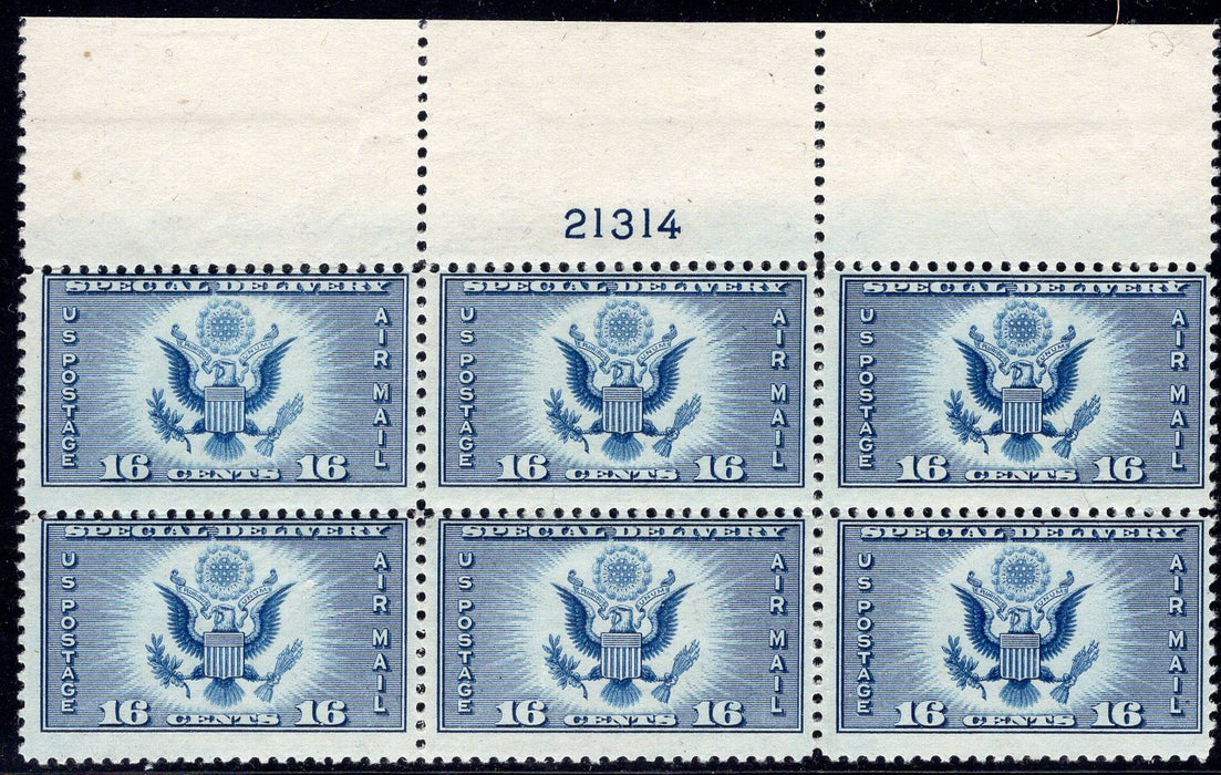 #CE1 16 cent Airmail Special Delivery plate block. PL#21314 F NH Mint US Stamp