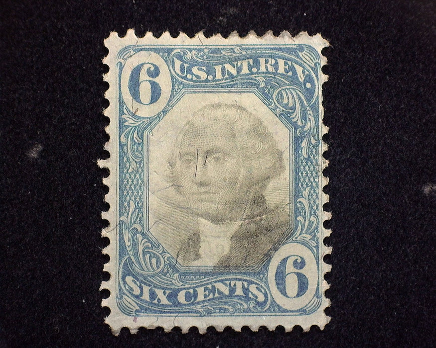 #R108 6 cent Revenue. Cut cancel. F Used US Stamp