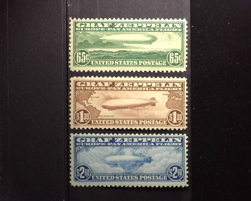 #C13-C15 1930 Zeppelin Issue. Very choice set each with 2007 PSE Cert. Perfect backs. Mint VF/XF NH US Stamp