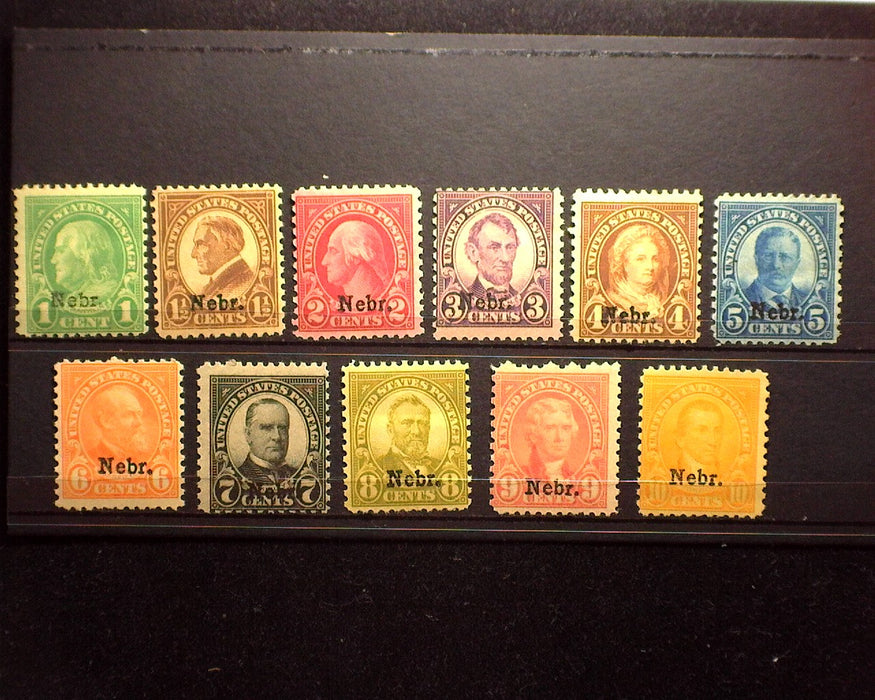 #669-679 1929 Nebraska Overprint Fresh set. Mint F NH US Stamp