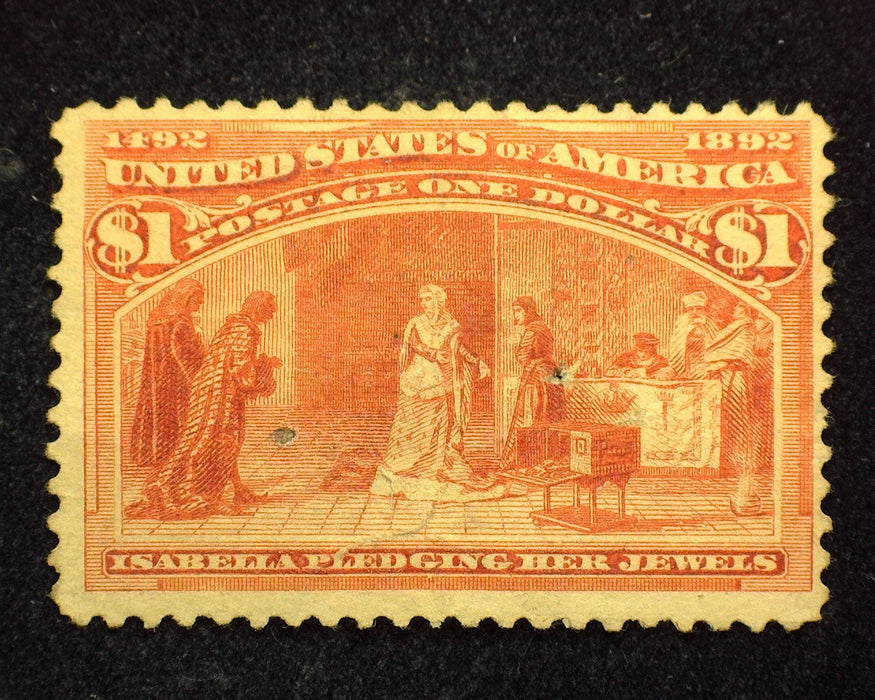 #241 1 Dollar Columbian Tiny pin holes. Great color. Nice space filler. Mint F/VF US Stamp