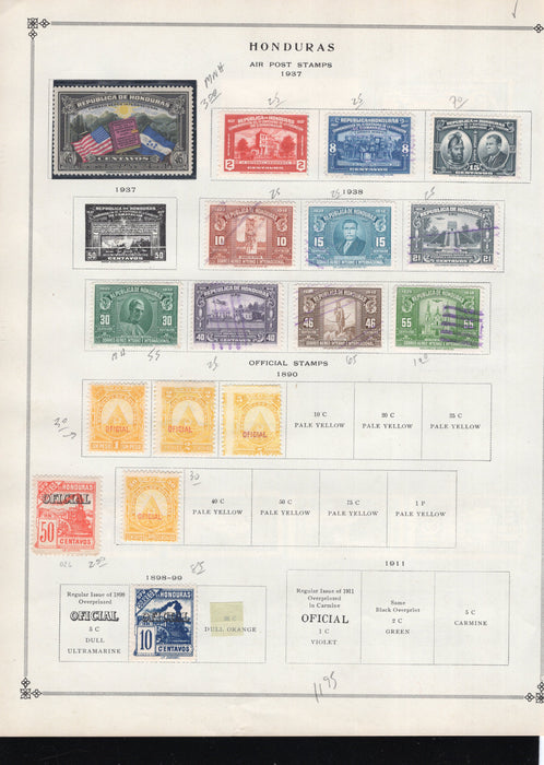 Honduras BoB, Airmail, Official Stamp Lot, Cat Approx $115