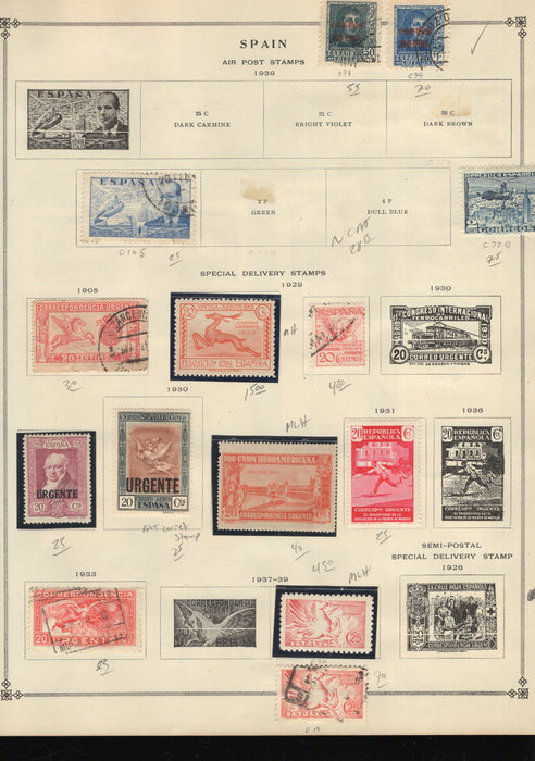 Spain BoB, Airmail, Semi-Post,Malaga, Special Delivery, Stamp Lot, Approx Cat $741